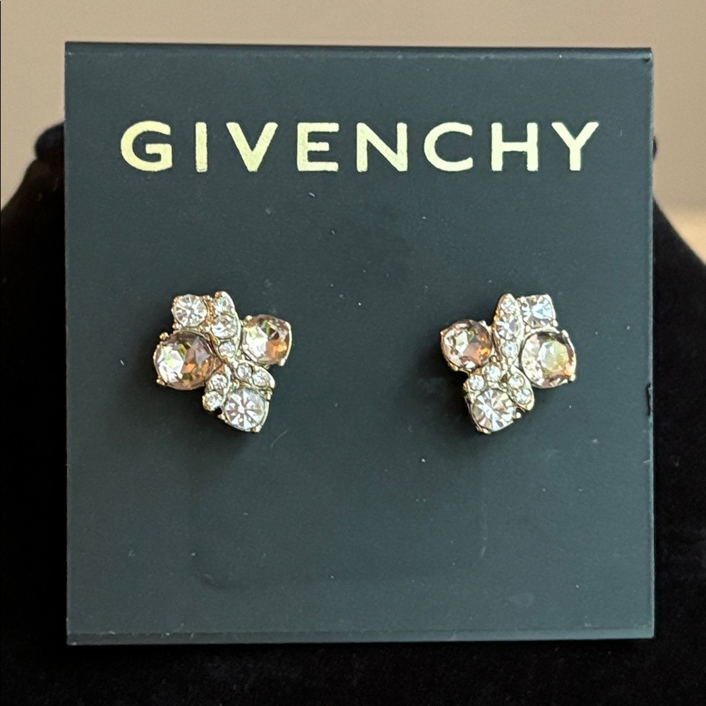 Givenchy Crystal Cluster Button Earrings
